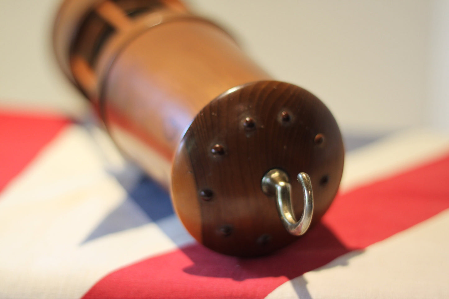 A Rare and Unusual Miner's Lamp Made From Yew Wood in England, Height Excluding Handle 23.5cm