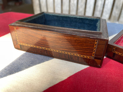 A 19th Century Tulipwood and Satinwood Inlaid Box From Armoury Contents Sale at Winchelsea England 2023- 9cm x 6cm x 4cm