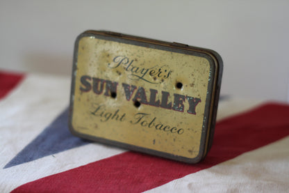 A Vintage Player's Sun Valley Light Tobacco Tin With Possible Bullet Holes 11x8x2cm