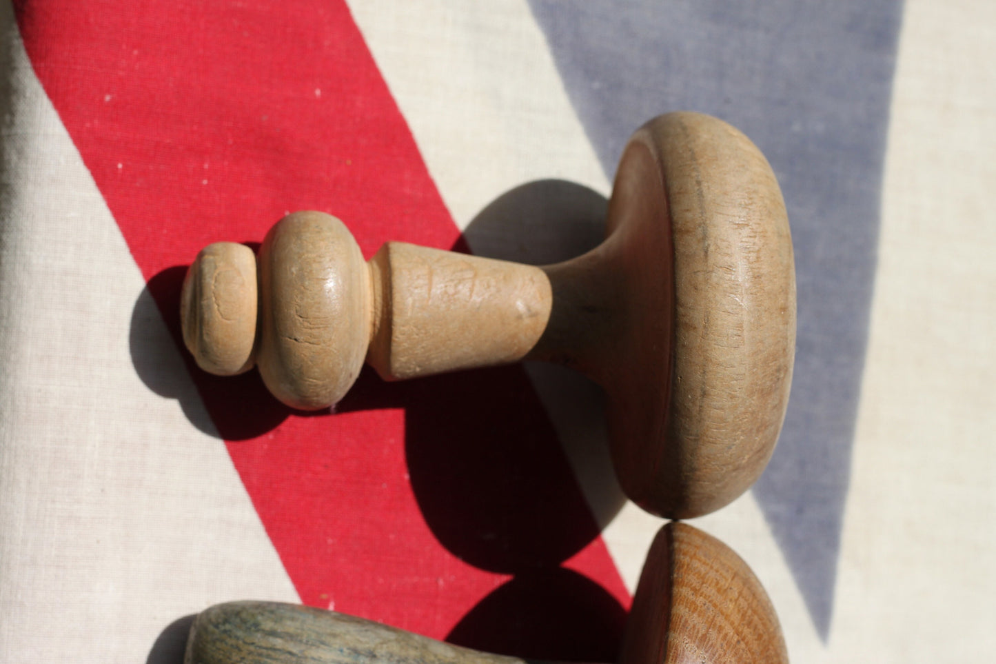 Three Vintage hand turned wooden sewing darning mushrooms 1930s / 1940s