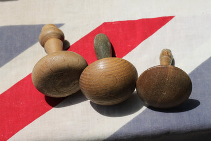 Three Vintage hand turned wooden sewing darning mushrooms 1930s / 1940s