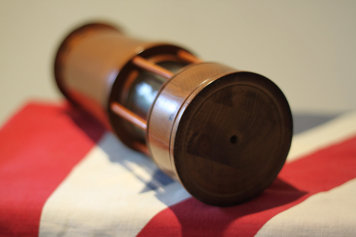 A Rare and Unusual Miner's Lamp Made From Yew Wood in England, Height Excluding Handle 23.5cm