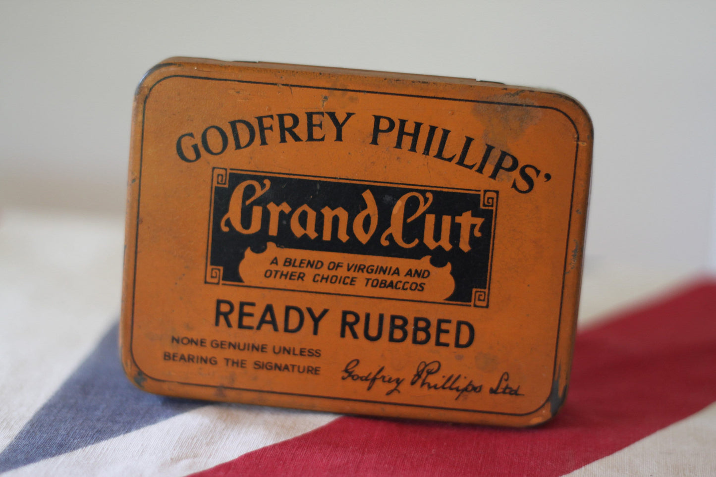 A Vintage Godfrey Philips Ready Rubbed Grand Cut Tobacco Tin 11cm Wide c1930's