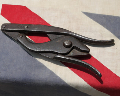 A Pair of Military Folding Antique Iron Barbed Wire Pliers/Cutters by Carr Wild and Co Ltd dated 1917