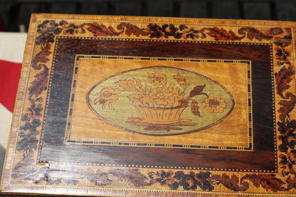 A Victorian Rosewood Tunbridge Ware and Marquetry Inlaid Sewing Box 20cm wide