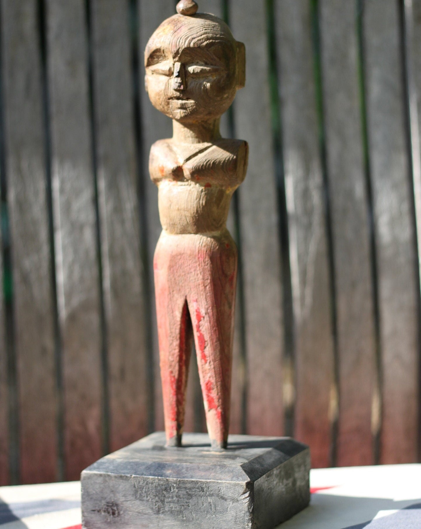 An old Mounted Wooden Folk Art Toy in Kathakali Style