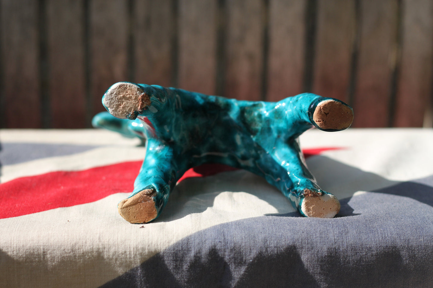 A Splendid Turquoise Stylised Ceramic Goat 18cm Tall