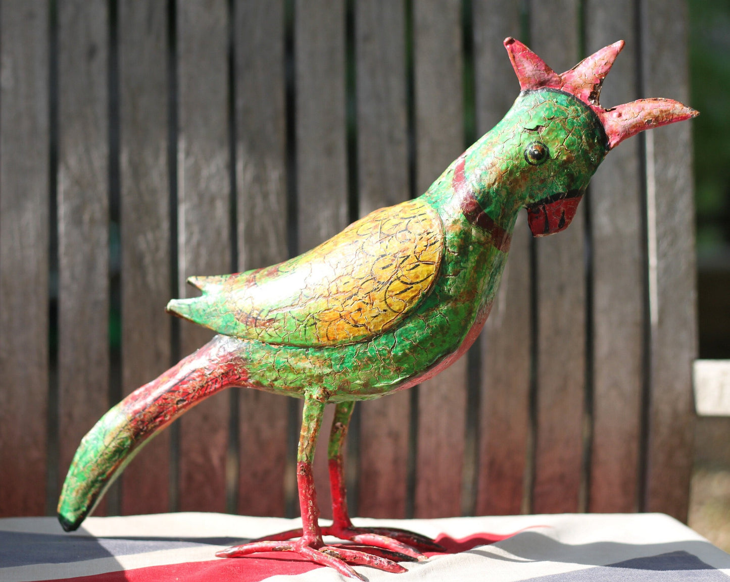 A Colourful Hand Made Metal Happy Parrot 26cm Tall