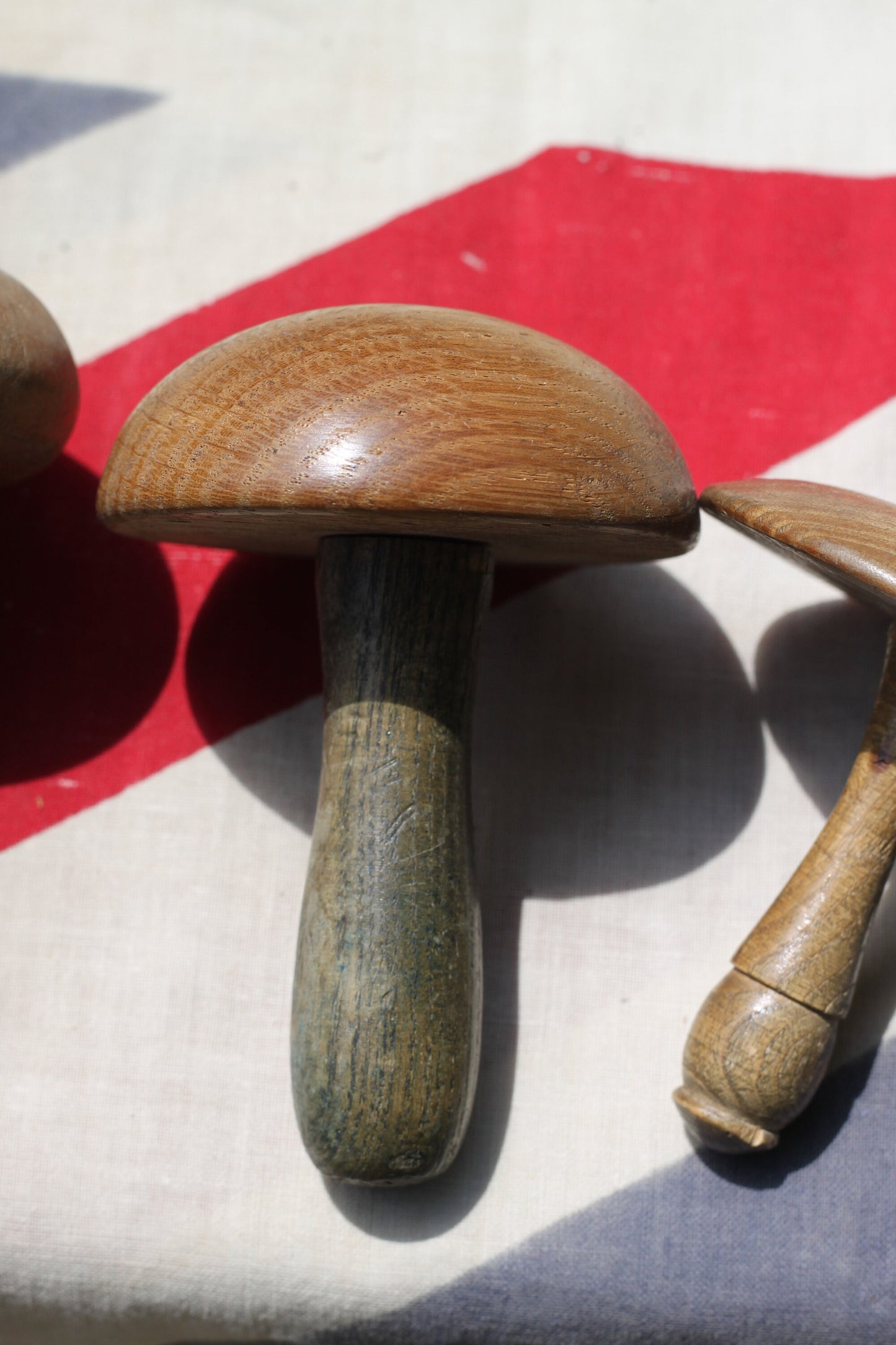 Three Vintage hand turned wooden sewing darning mushrooms 1930s / 1940s