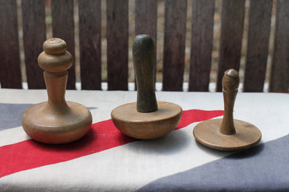 Three Vintage hand turned wooden sewing darning mushrooms 1930s / 1940s