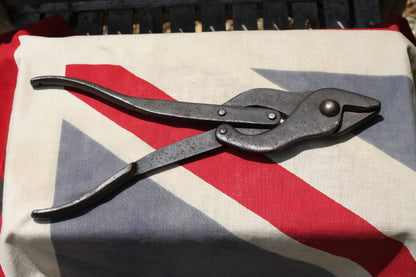 A Pair of Military Folding Antique Iron Barbed Wire Pliers/Cutters by Carr Wild and Co Ltd dated 1917