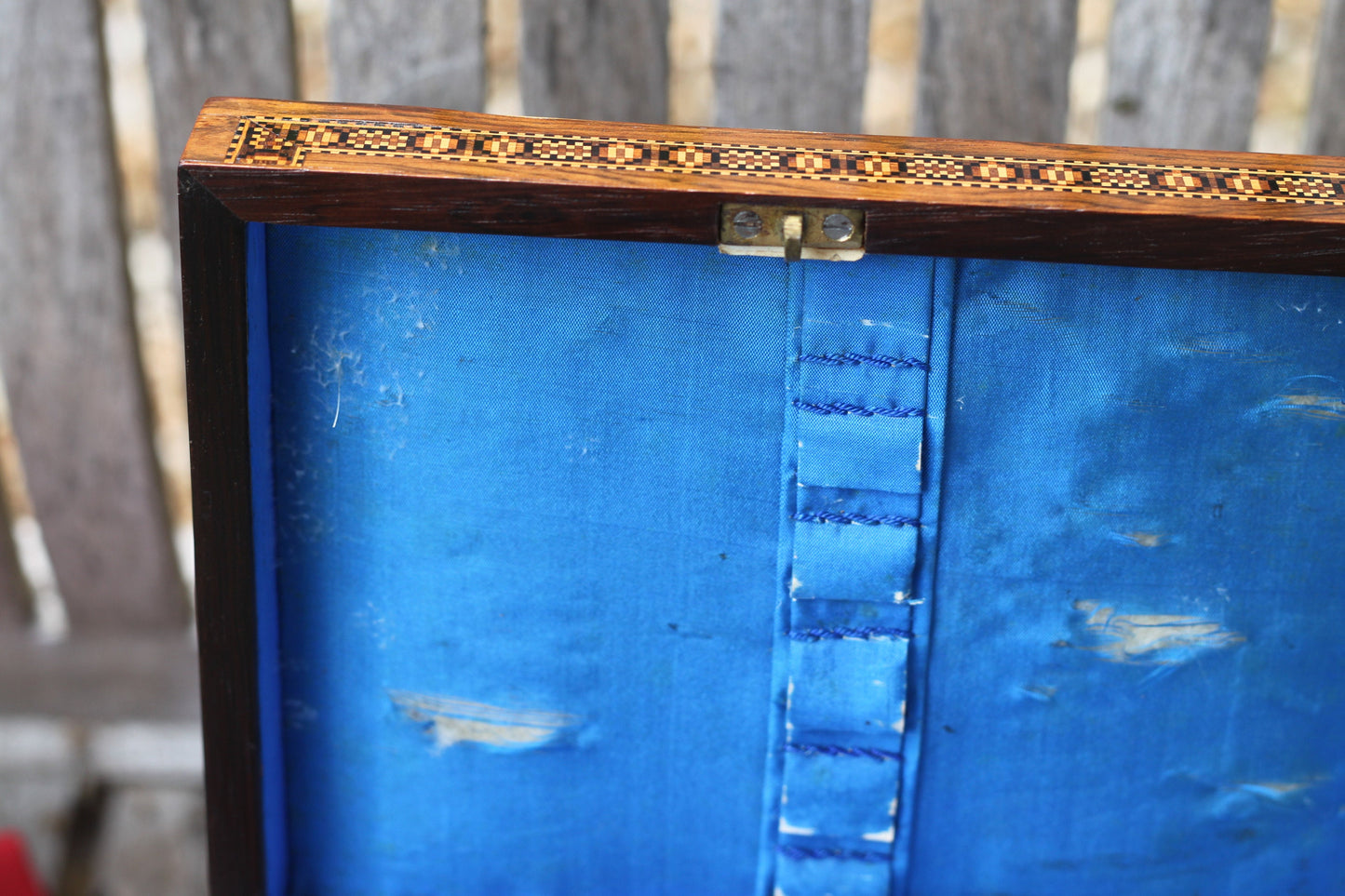 A Victorian Rosewood Tunbridge Ware and Marquetry Inlaid Sewing Box 20cm wide