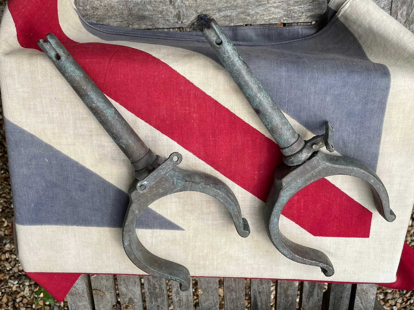 A Pair of Vintage Rowing Crossbar Bronze Rowlocks