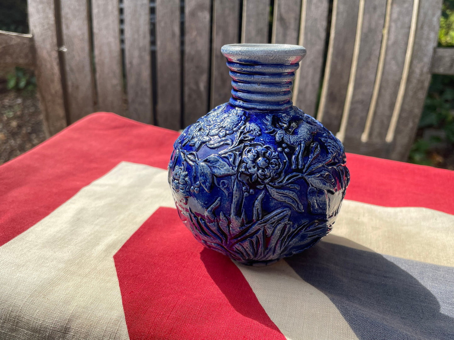 A Blue Gourd Shaped Vase Possibly German 11cm Tall