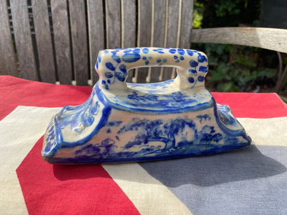 An 18th Century Dutch Delft Pottery Desk Blotter With Polychrome Design of a Dog, Length 17cm