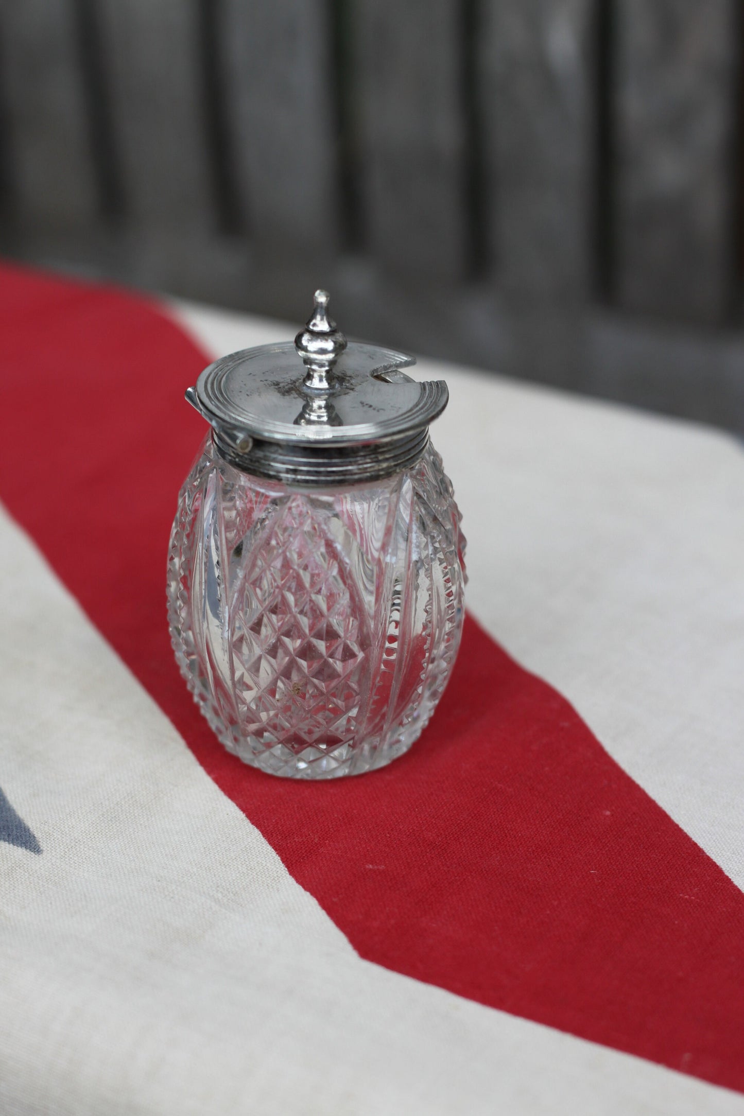 A Cut Glass Silver Plated Preserve Cruet 7cm Tall