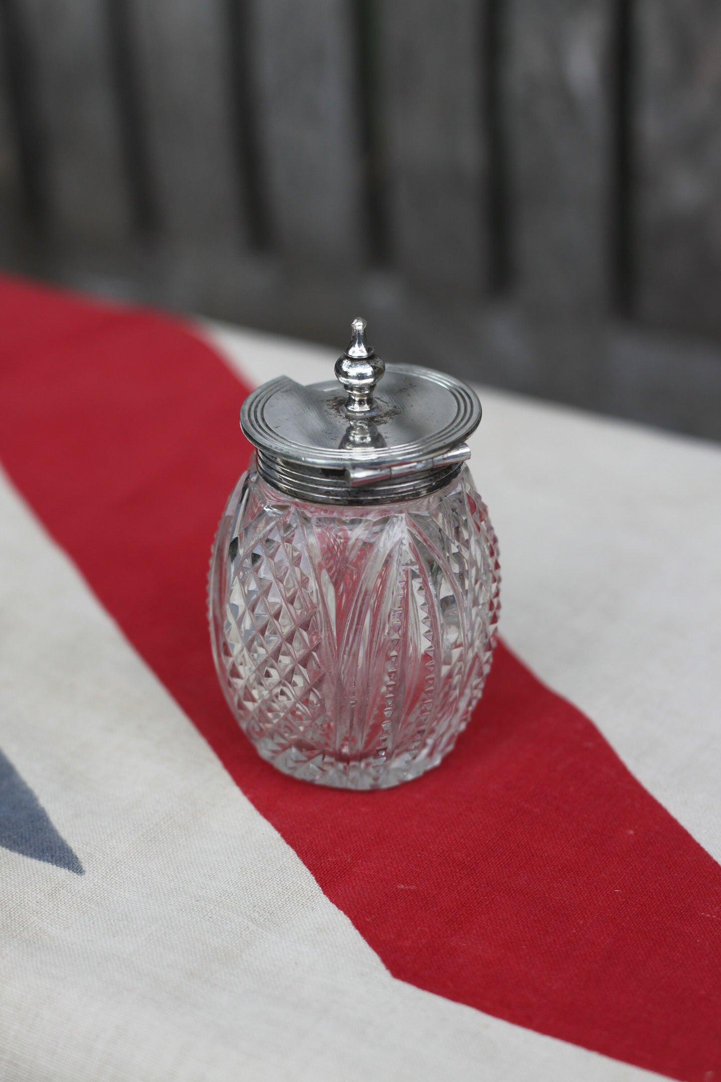 A Cut Glass Silver Plated Preserve Cruet 7cm Tall