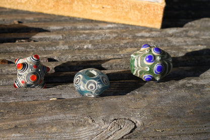 Five Eastern Glass Beads - Dragonfly Eyes - glass eye - largest 5.5cm long