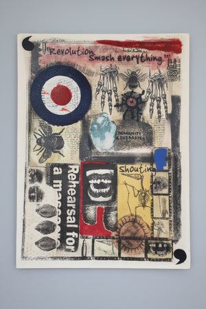 An Original  Italian Surrealist Mixed Media Unframed Piece of Art on Thick Gauge Paper- by M.E Maggioni 76x57cm
