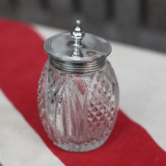 A Cut Glass Silver Plated Preserve Cruet 7cm Tall