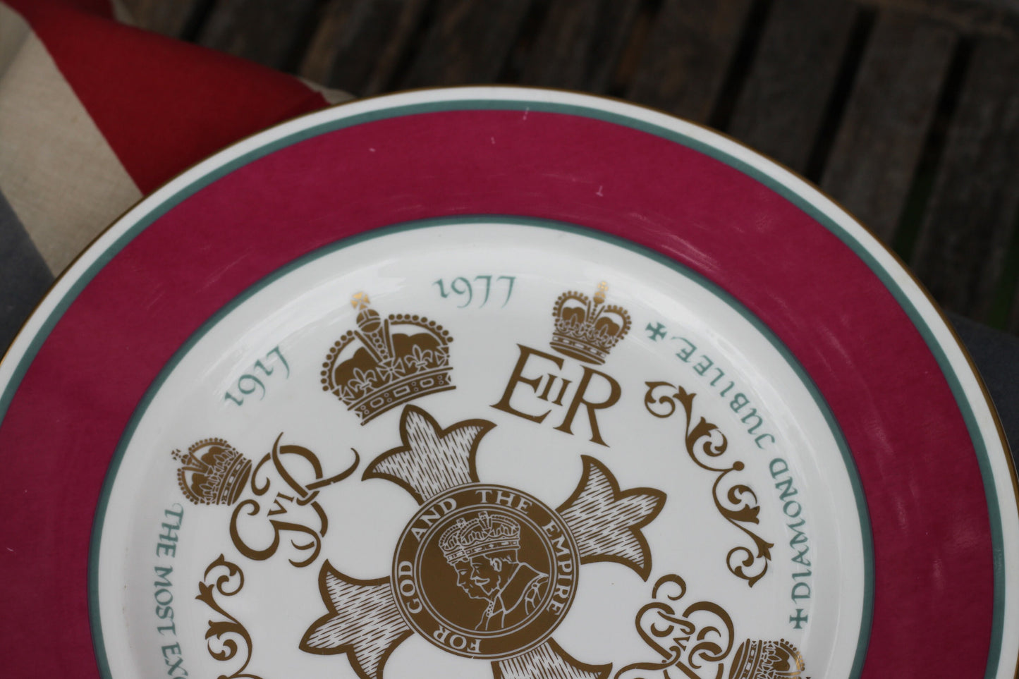 A Sunderland Bone China Commemorative Plate Celebrating The Most Excellent Order of The British Empire Diamond Jubilee 1917-1977