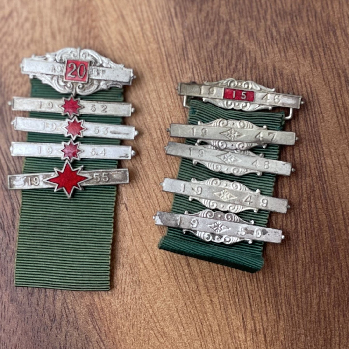 A Collection of Vintage Silver and Enamel Road Safety Council Bars 1946-55 Plus Ribbons