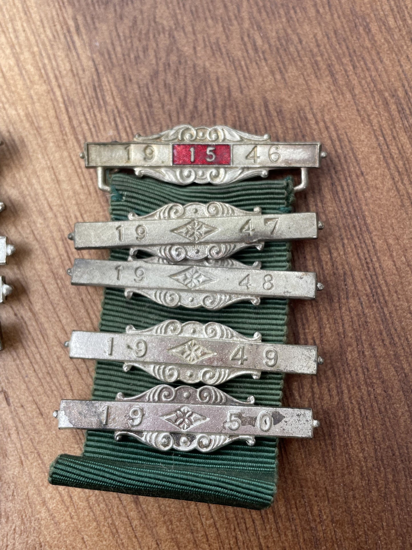 A Collection of Vintage Silver and Enamel Road Safety Council Bars 1946-55 Plus Ribbons