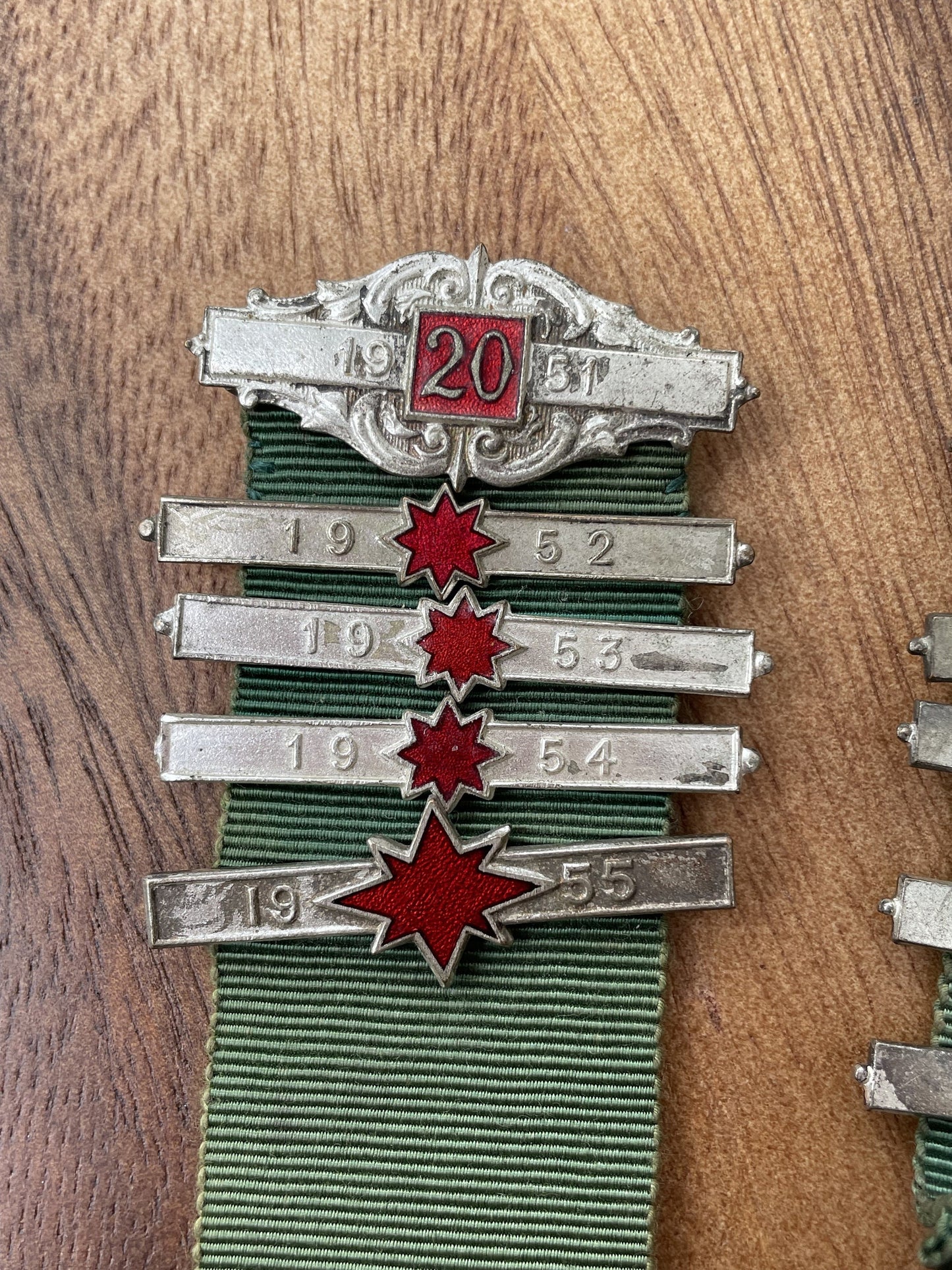 A Collection of Vintage Silver and Enamel Road Safety Council Bars 1946-55 Plus Ribbons