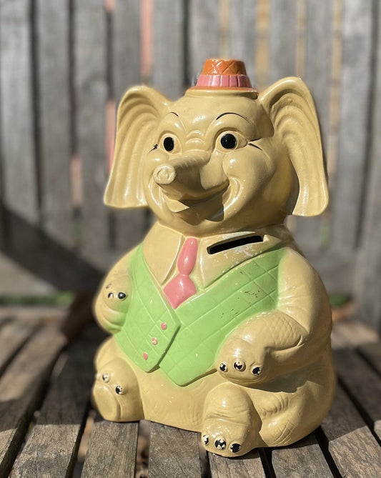 An Ellgreave Pottery Seated Elephant Money Bank -  22cm Tall c1950's