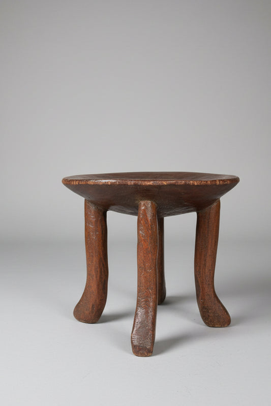 An Antique Hand Carved Kamba Stool – Kenyan Tribal Art, Hardwood Seat