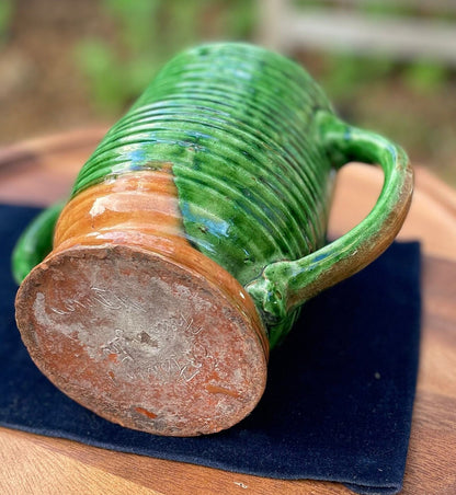 A 19th Century Green Glazed Two Handled Loving Cup by Edwin Beer Fishley for Fremington Pottery Devon (1832 - 1911)  15.5cm Tall