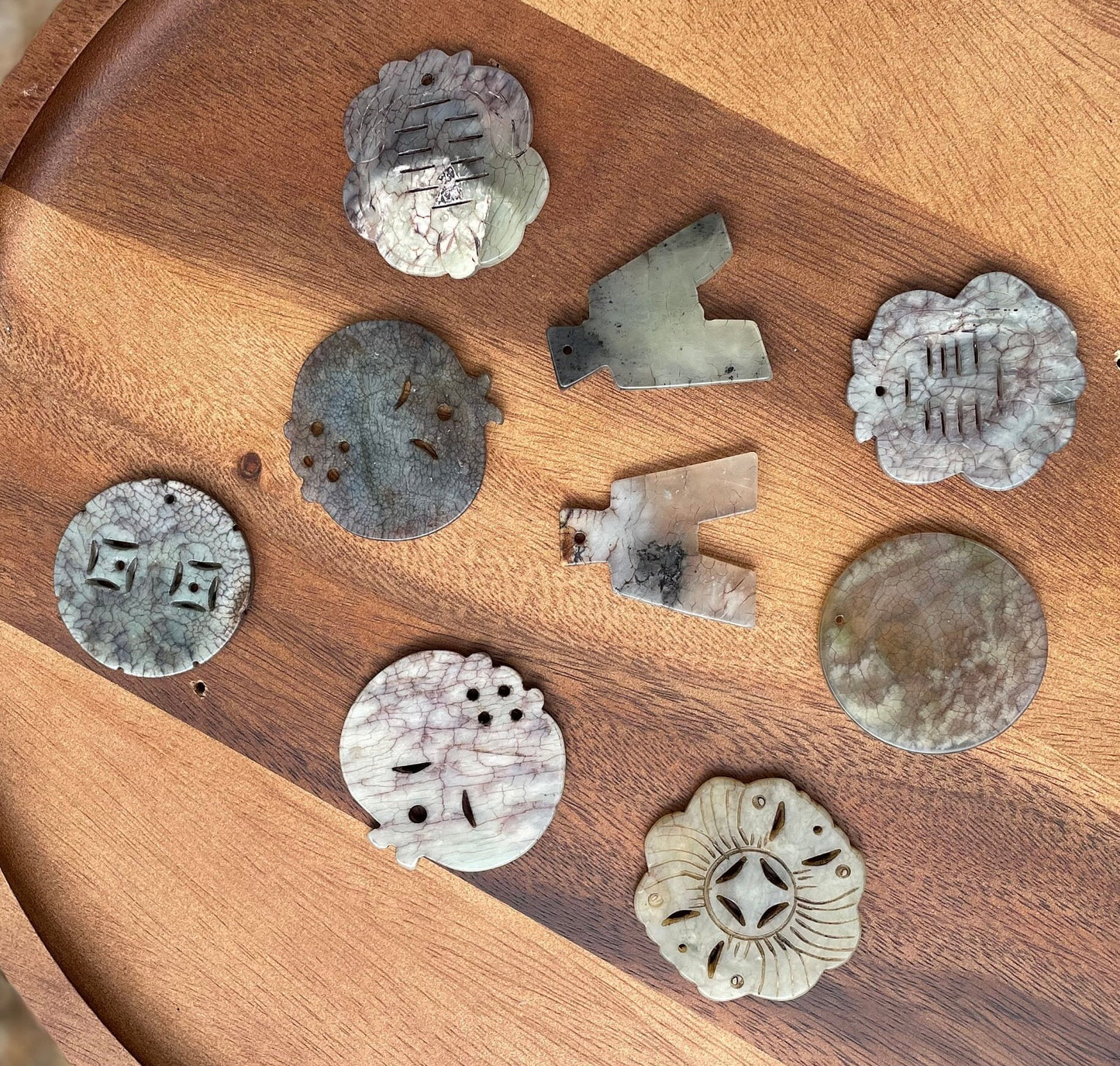 A Large Group of Jade and Nephrite Pendants Average 5cm Diameter