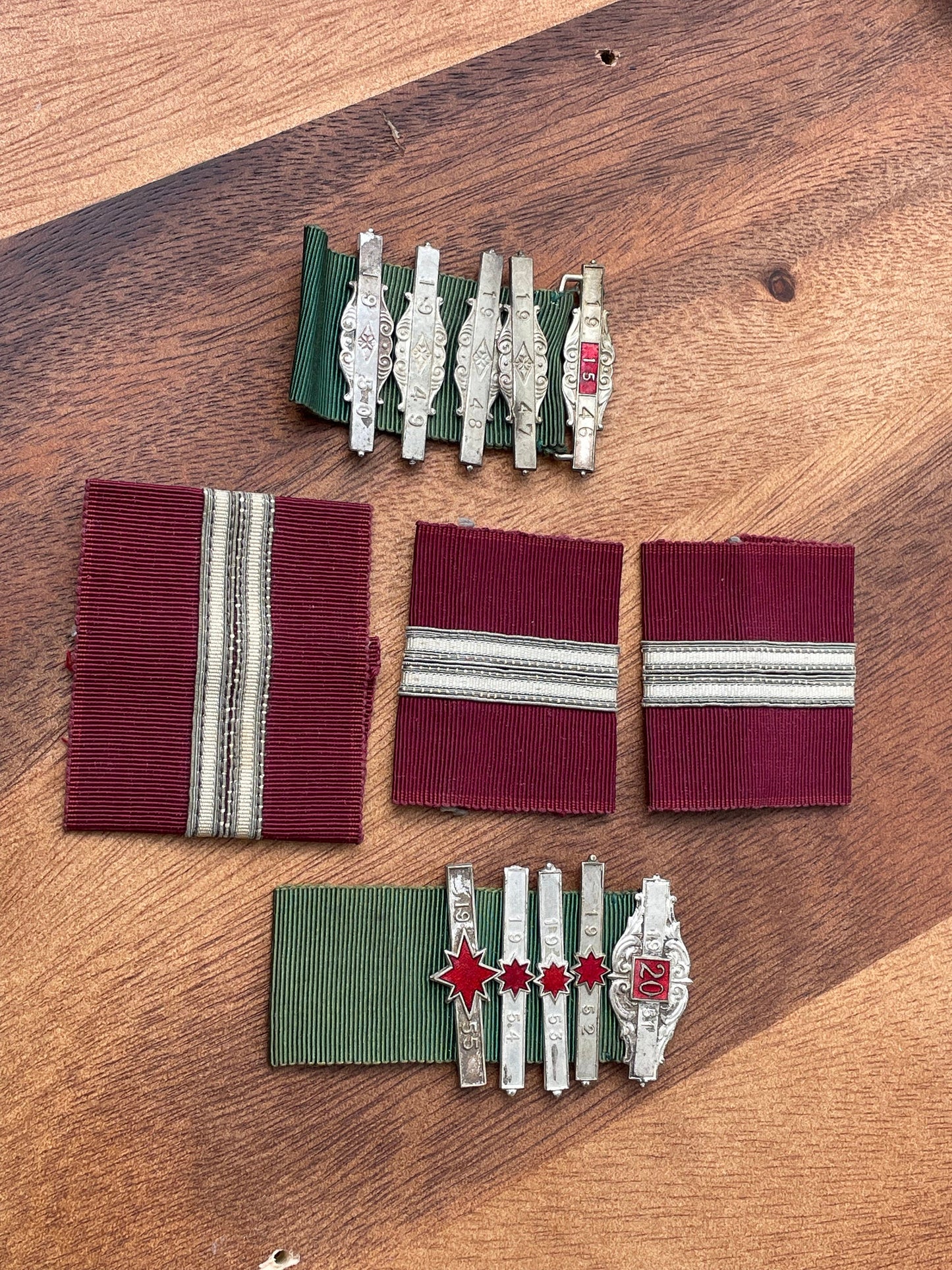 A Collection of Vintage Silver and Enamel Road Safety Council Bars 1946-55 Plus Ribbons