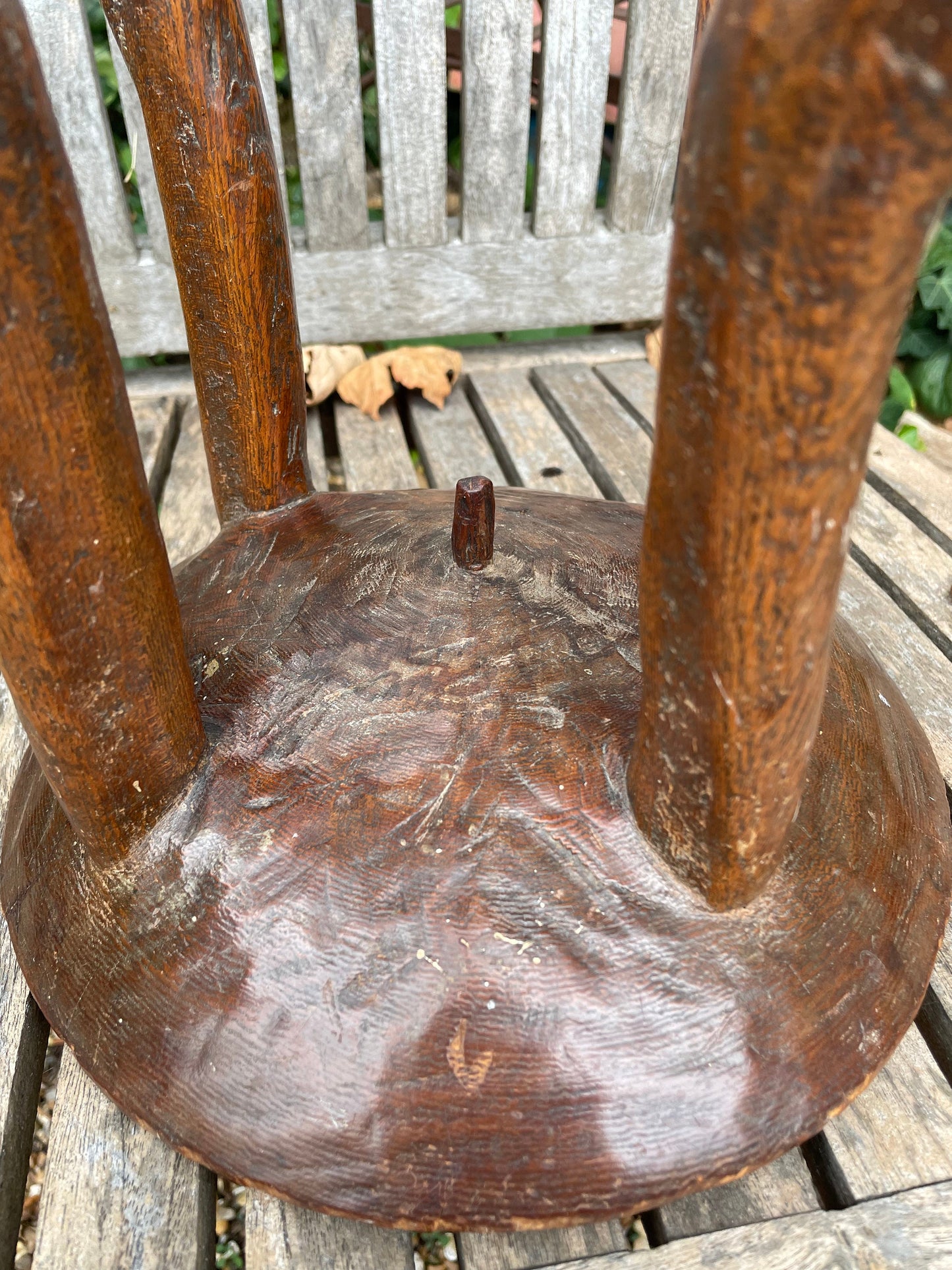 An antique African Kamba Tribal Carved Hardwood Stool With Shallowed Seat  24cm Dia. x 23cm h