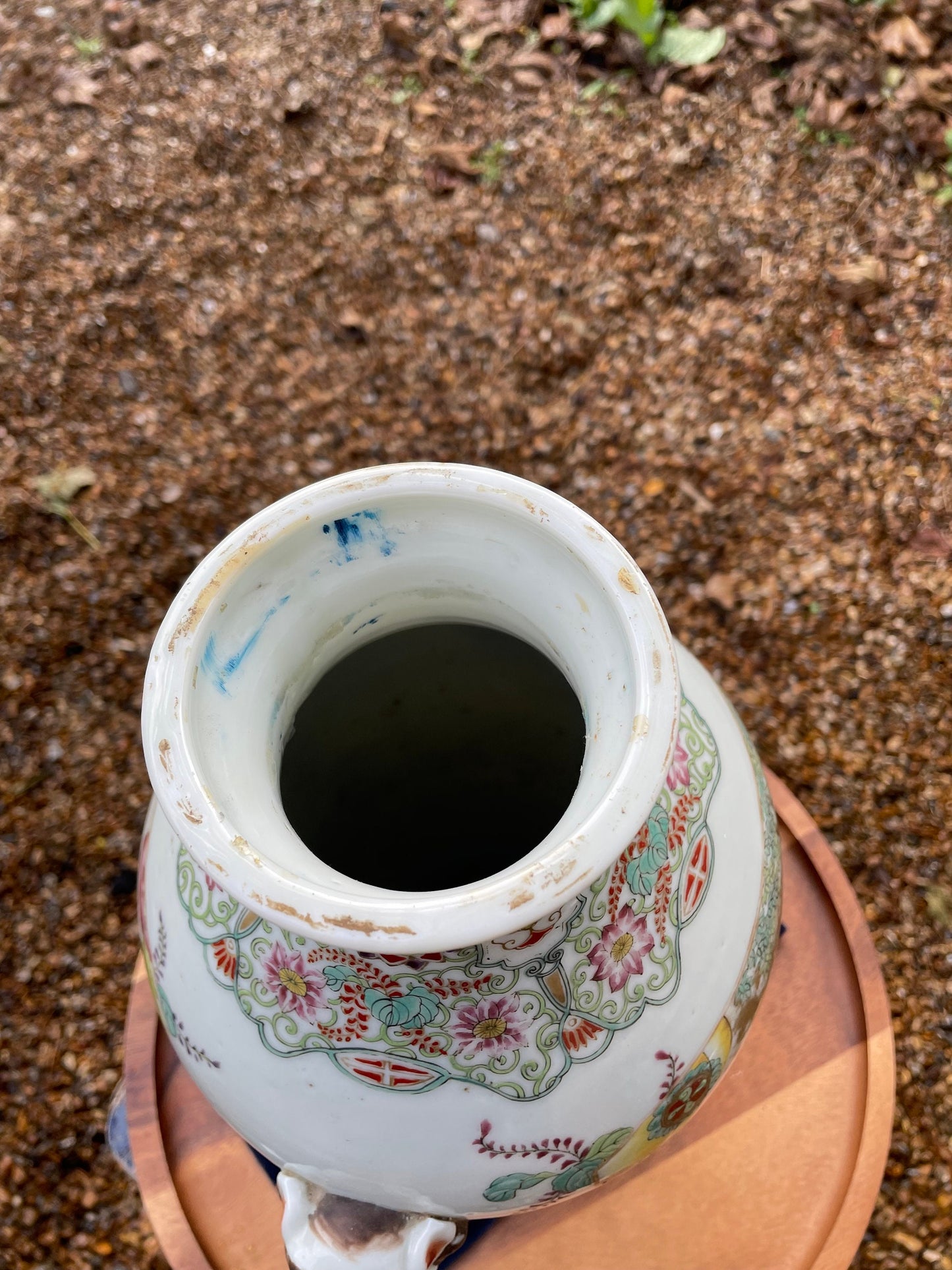 A Large Chinese Late 19th Century White Glaze Porcelain Vase With Hand Painted Figures, Bands of Blossom and Dog of Fo Handles, Height 37cm