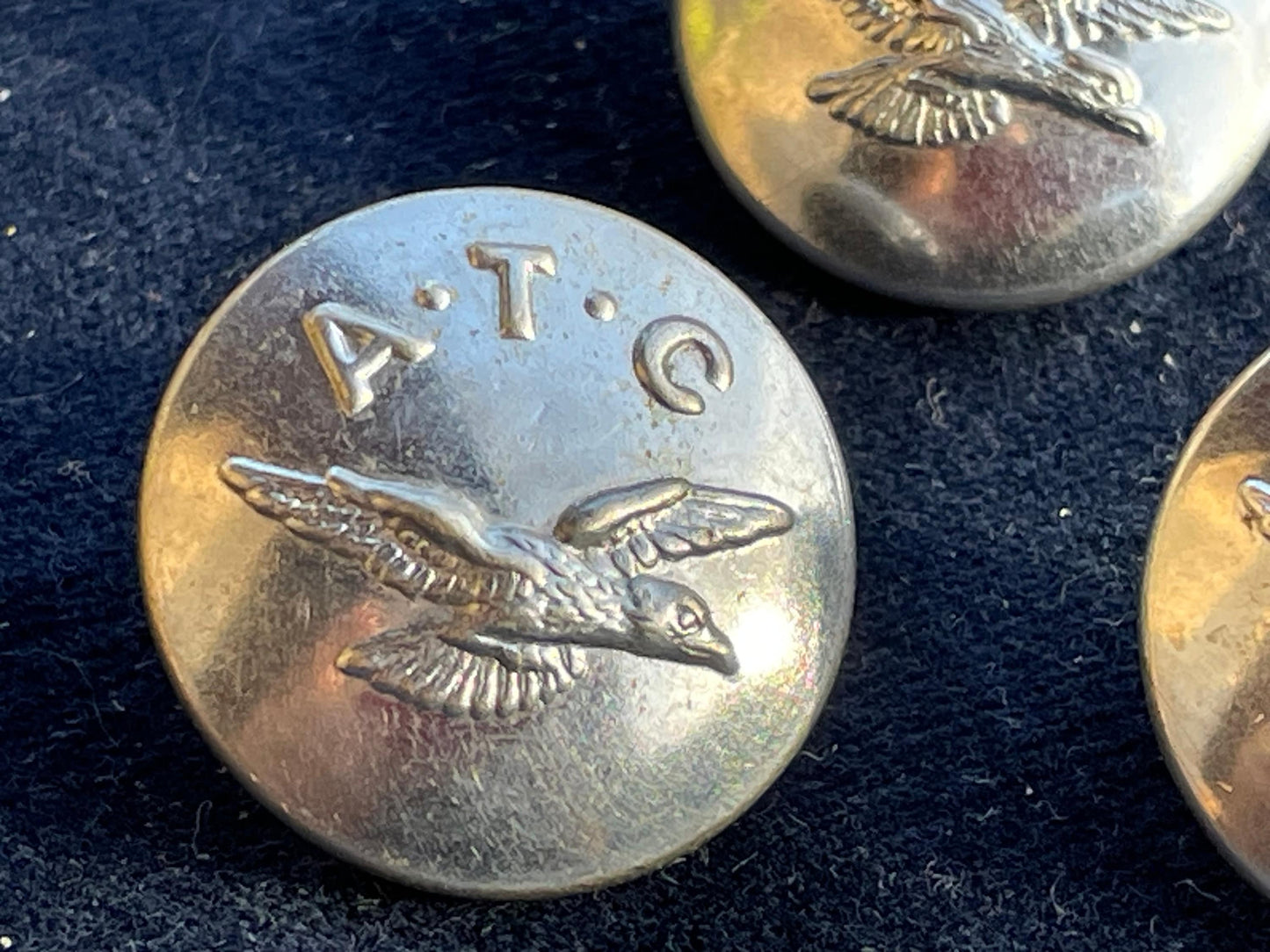 Three Chrome Finish Air Training Corps Buttons 24mm diameter