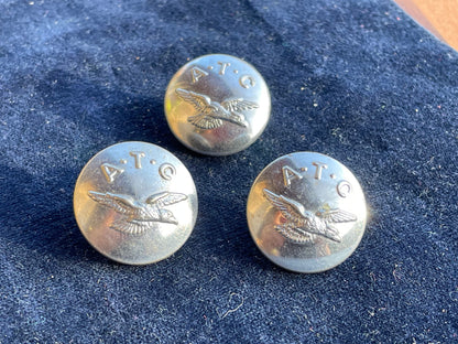 Three Chrome Finish Air Training Corps Buttons 24mm diameter