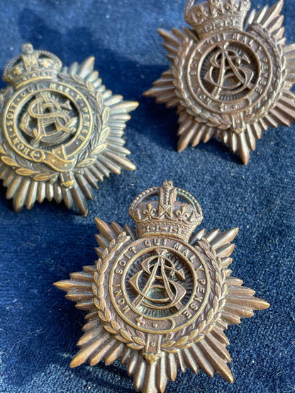 Three Army Service Corps WW1 Army ASC Officers Bronze Cap Badges 43mm Tall