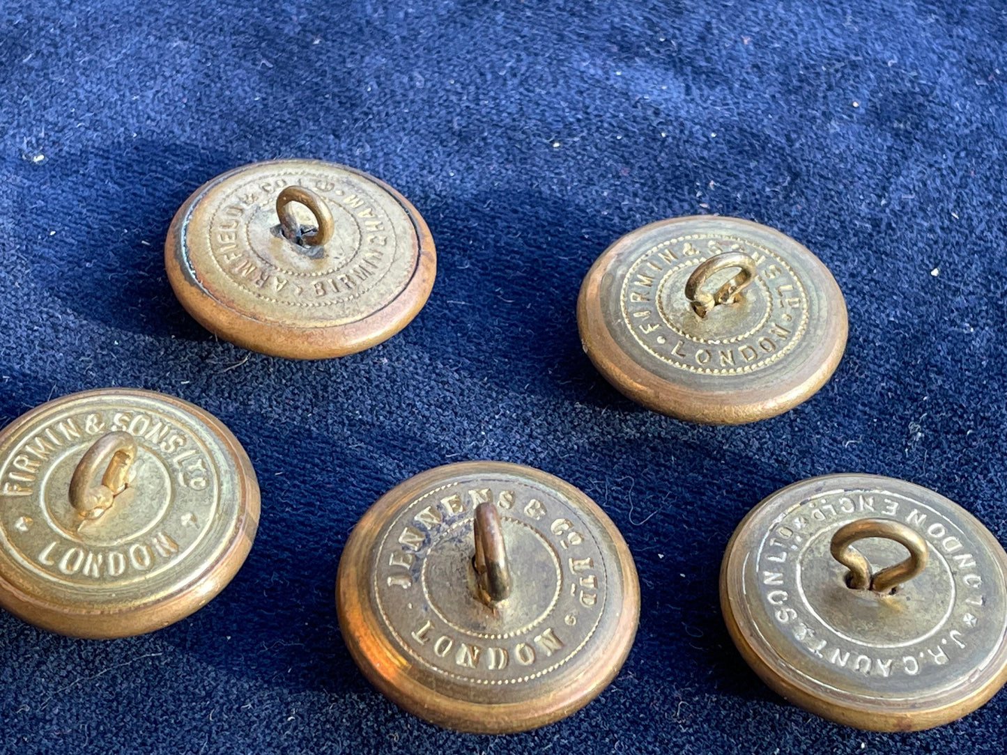 Five large Army Service Corps Buttons 25mm Diameter