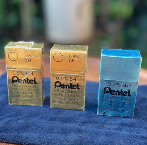 Vintage Pentel Mechanical Pencil Refill Leads – Full Boxes 0.5mm 6H, 0.5mm 5H, 0.7mm 4H – Retro Japanese Stationery