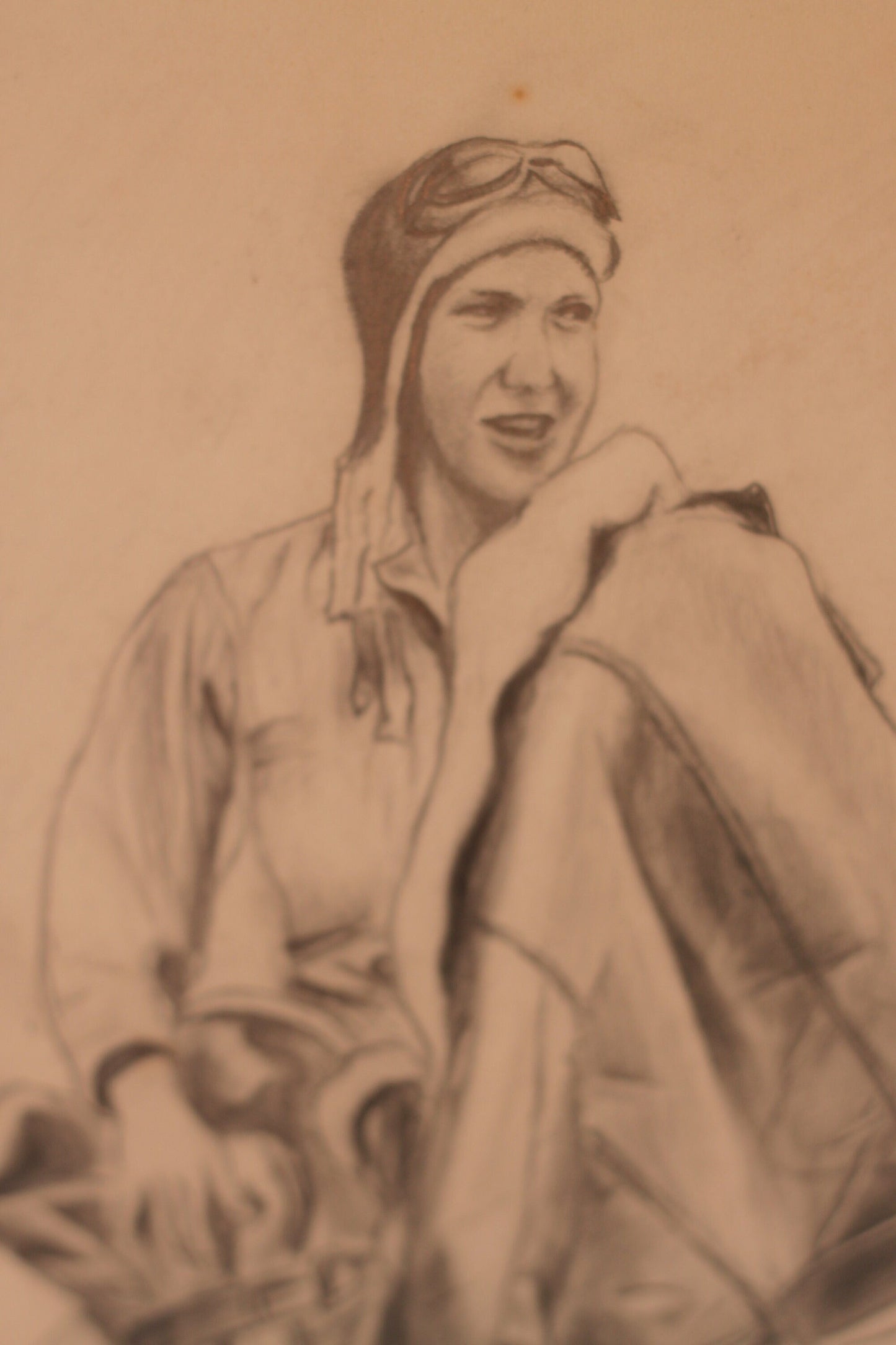 An Original Pencil Sketch of a WW2 Airman in Uniform Signed and Dated 1942 - Military and Air Force Interest