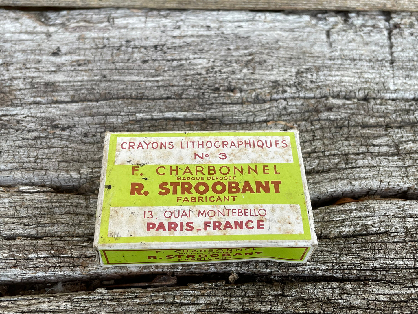 A Vintage Unopened Box of French Crayons Lithographiques No. 3 by F. Charbonnell