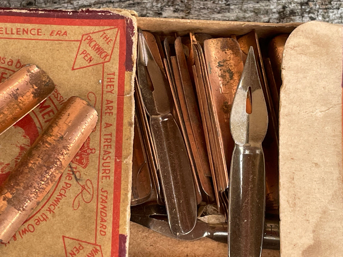 A Vintage Opened Box of Pen Nibs in a Macniven & Cameronmainly Waverley Pen Box