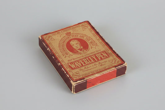 A Vintage Opened Box of Pen Nibs in a Macniven & Cameronmainly Waverley Pen Box