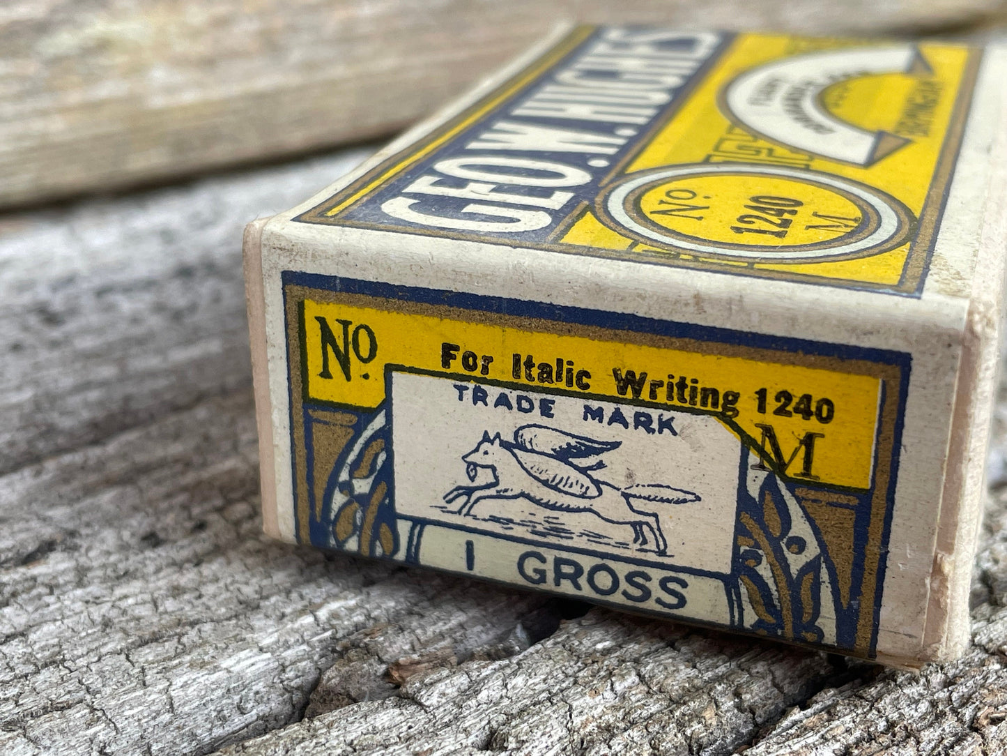 A Vintage Opened Box of Flight Commander Pen Nibs by Geo W. Hughes - No. 1240 M Approx. 80 Nibs