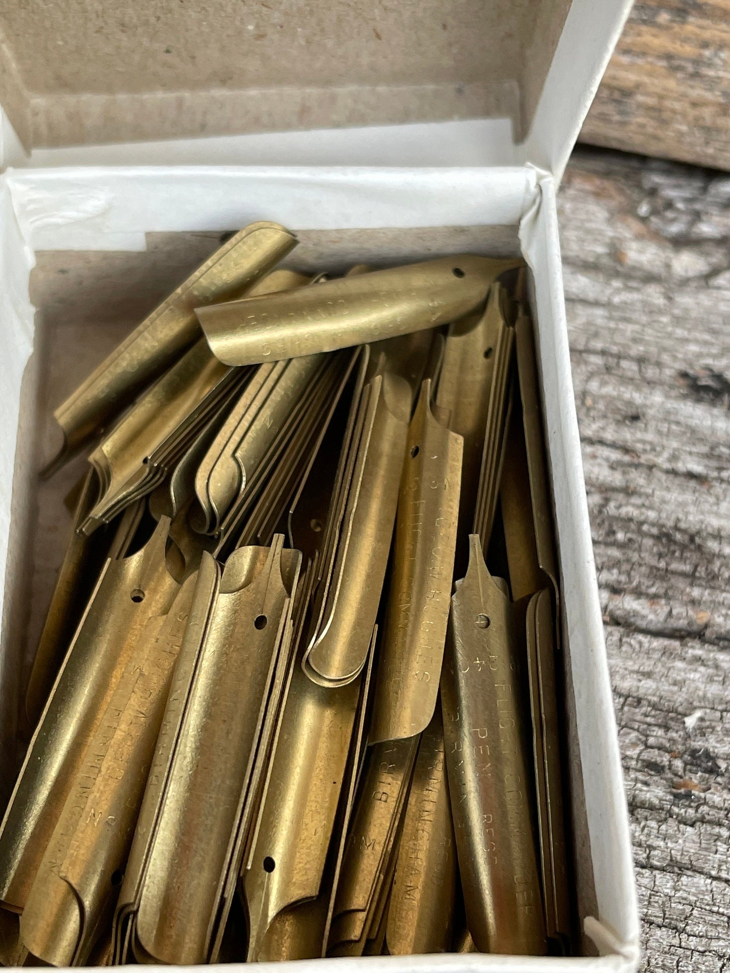 A Vintage Opened Box of Flight Commander Pen Nibs by Geo W. Hughes - No. 1240 M Approx. 80 Nibs