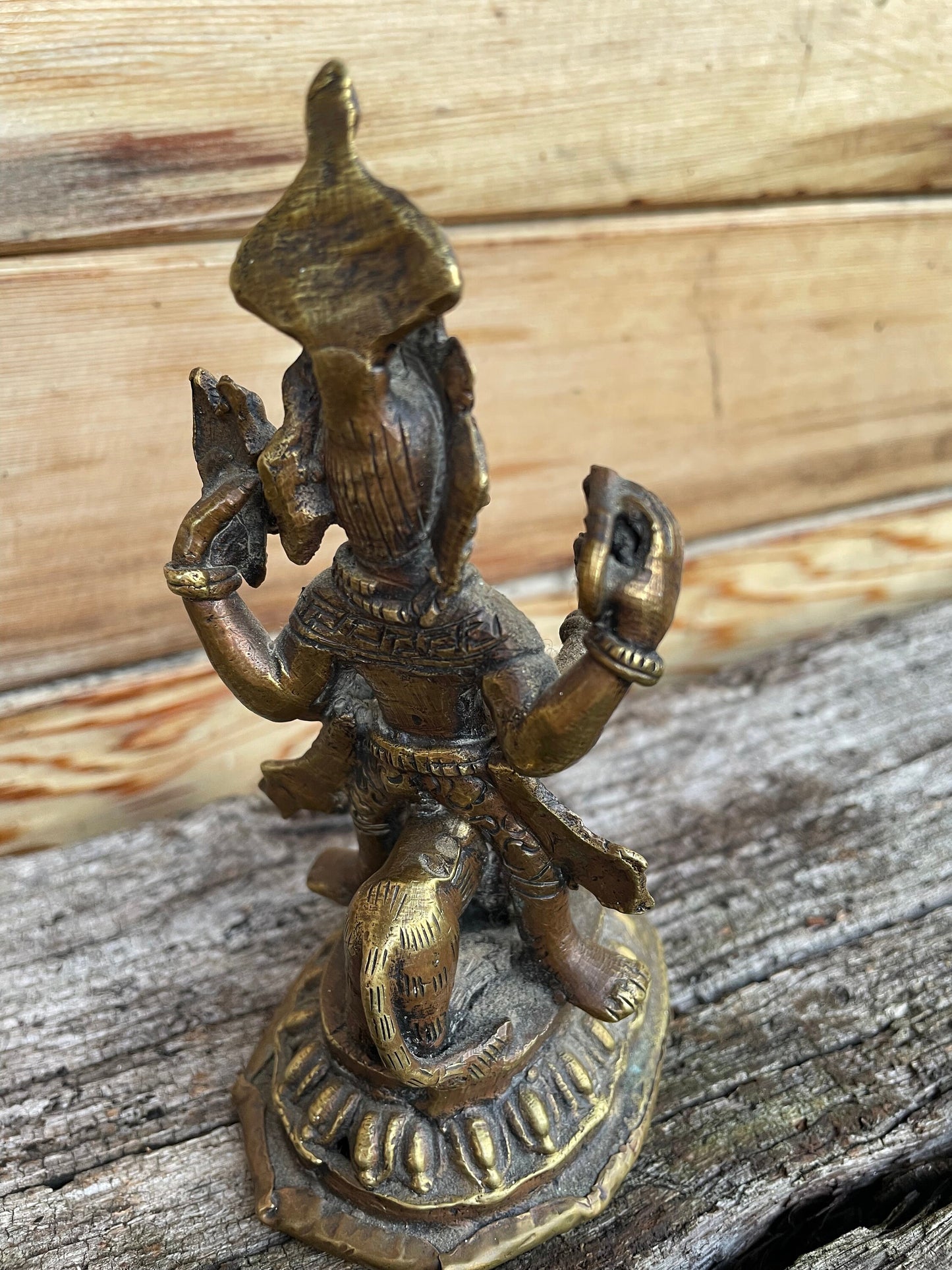 A 19th Century Indian Brass Statue of Ganesha Straddling The Rat Mushika 14cm Tall