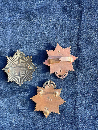 Three Army Service Corps WW1 Army ASC Officers Bronze Cap Badges 43mm Tall