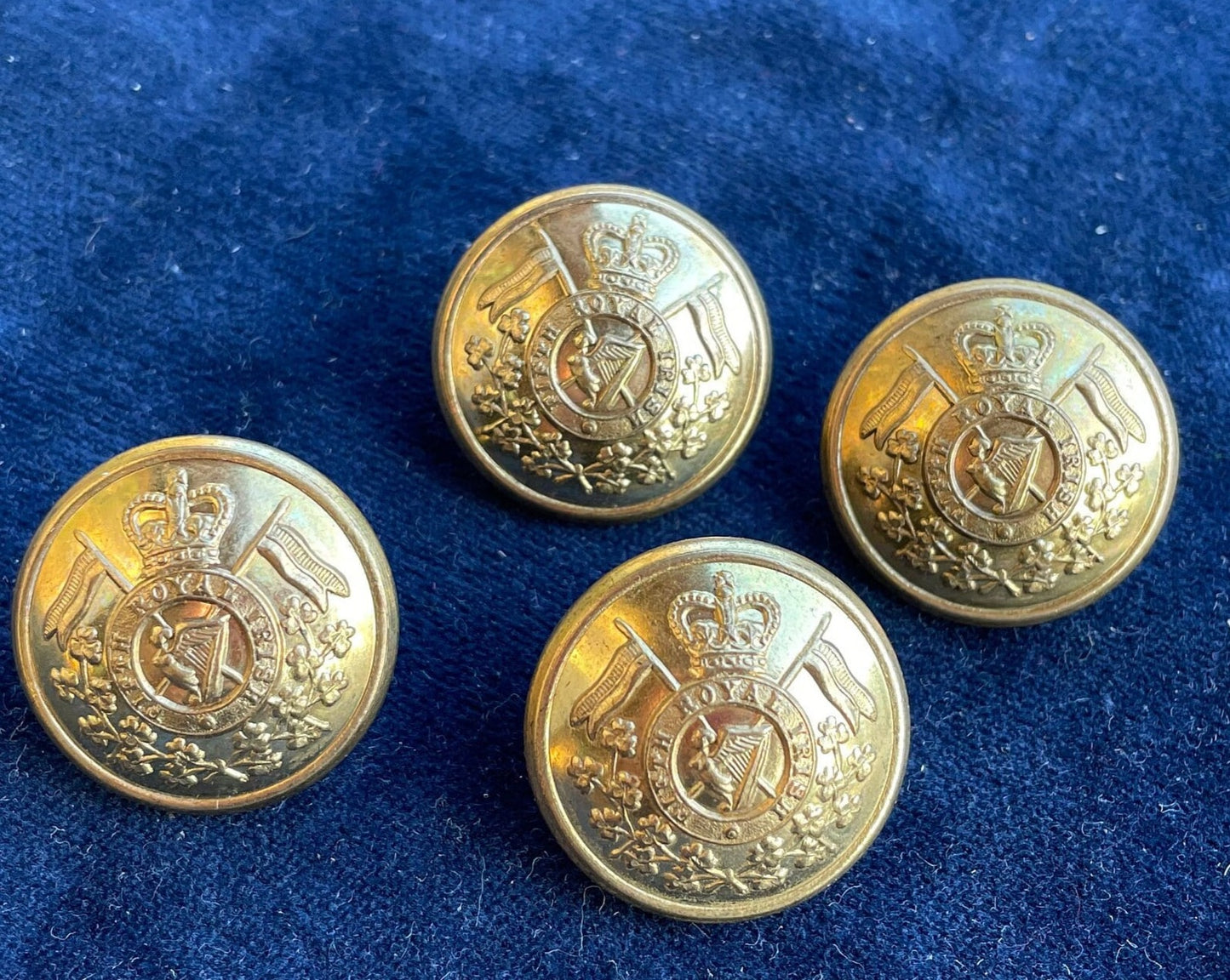 Four 5th Royal Irish Lancers Tunic Shoulder Buttons by Gaunt of London  (1858-1993) 26mm Diameter