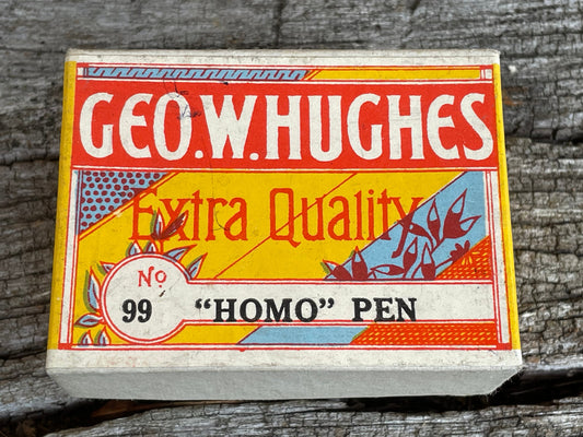 A Vintage Unopened Full Box of GEO.W.Hughes Extra Quality Homo Pen no. 99  Pen/Calligraphy Nibs - 1 Gross (144 nibs)